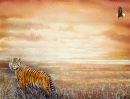 pale orange sunset with tiger and eagle
